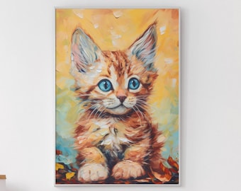 Cute Kitten Portrait Print, Nursery Wall Art (Digital Download)
