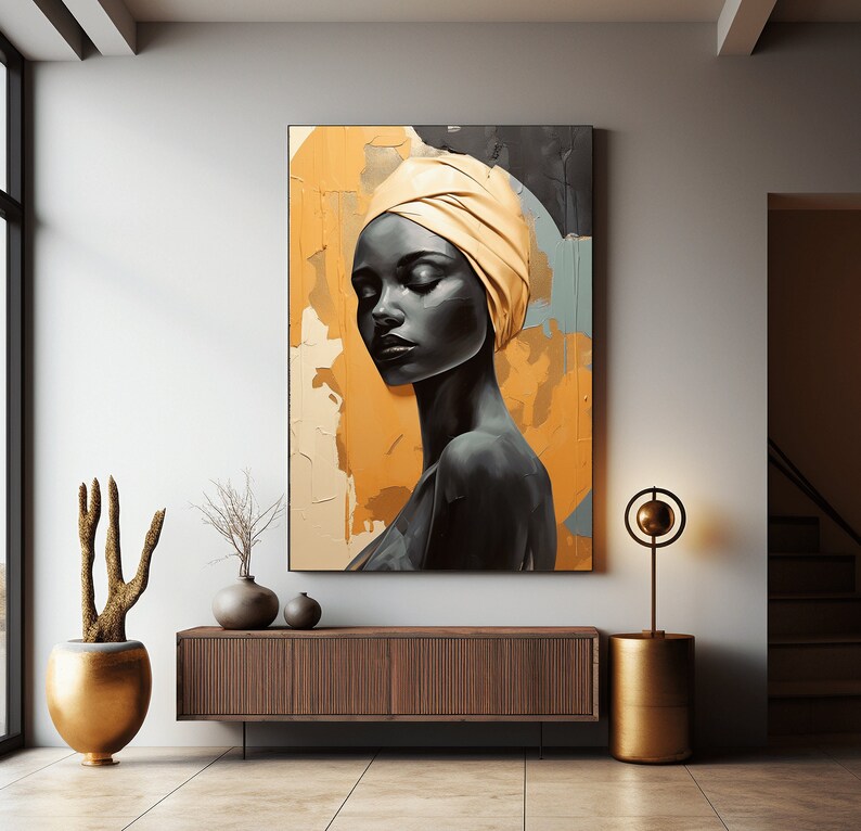 African Woman Abstract Art Digital Print African American Etsy