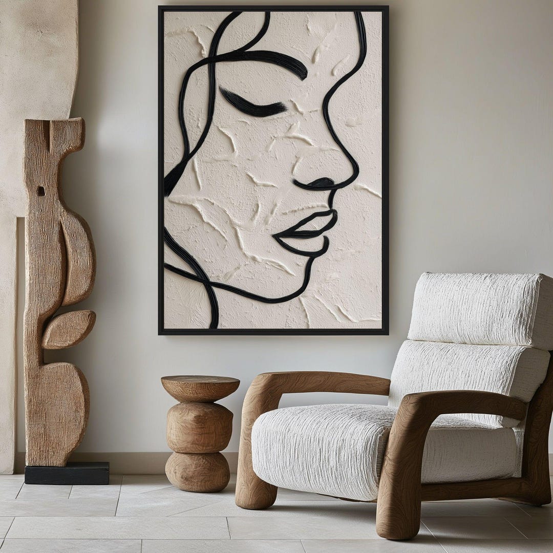 Abstract Face Line Art Print, Minimalist Woman Portrait (digital ...
