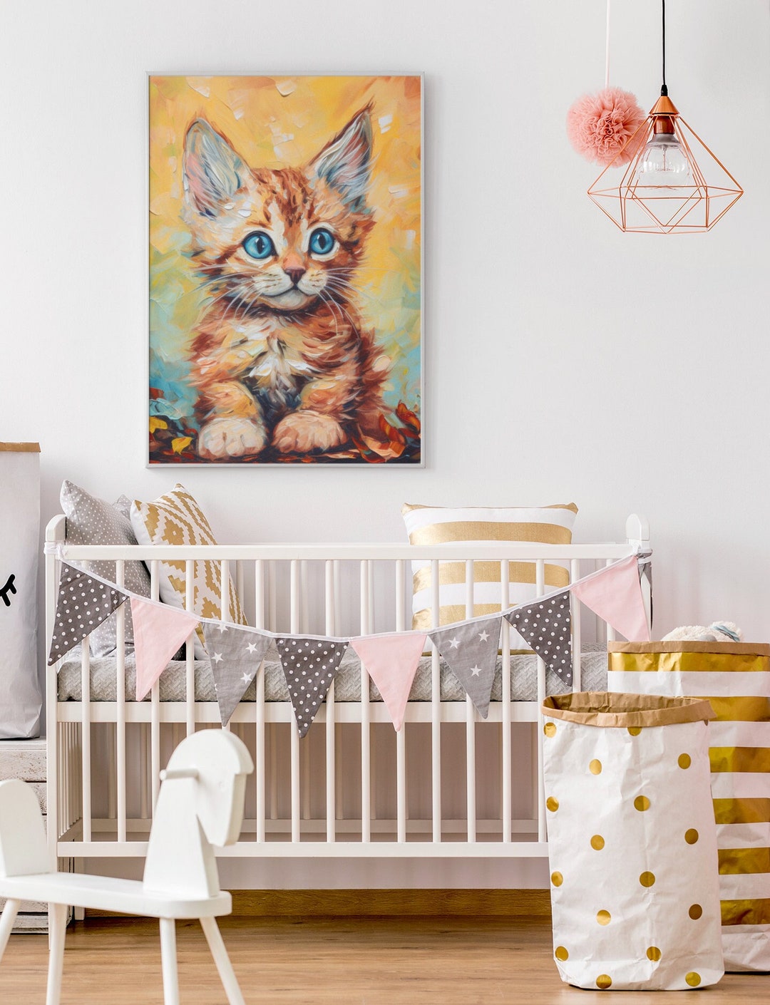 Cute Cat Digital Print, Nursery Wall Art, Cat Print, Kittens, Kitten