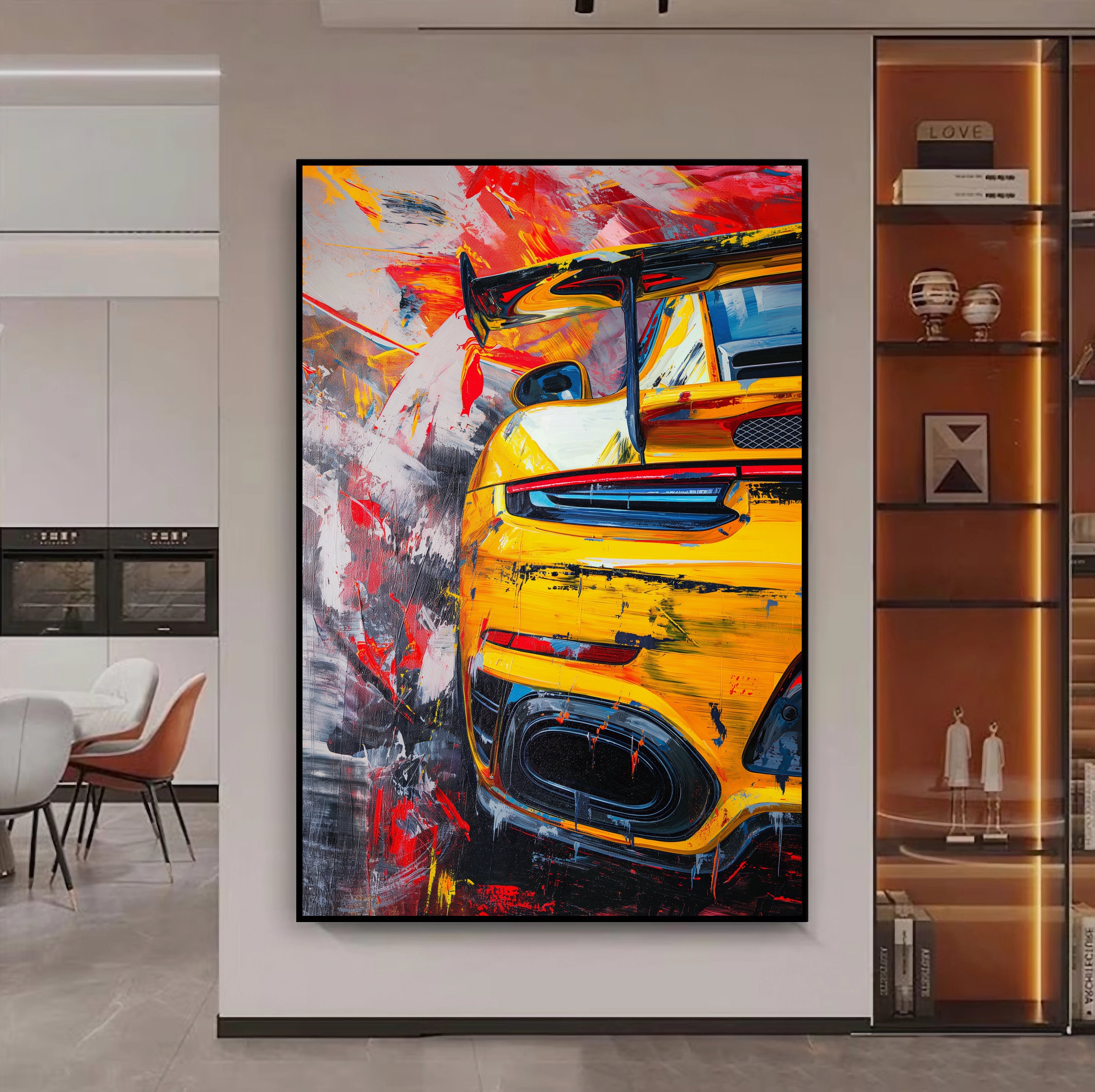 Abstract Sports Car Art Print: Modern Race Car Wall Decor (digital ...