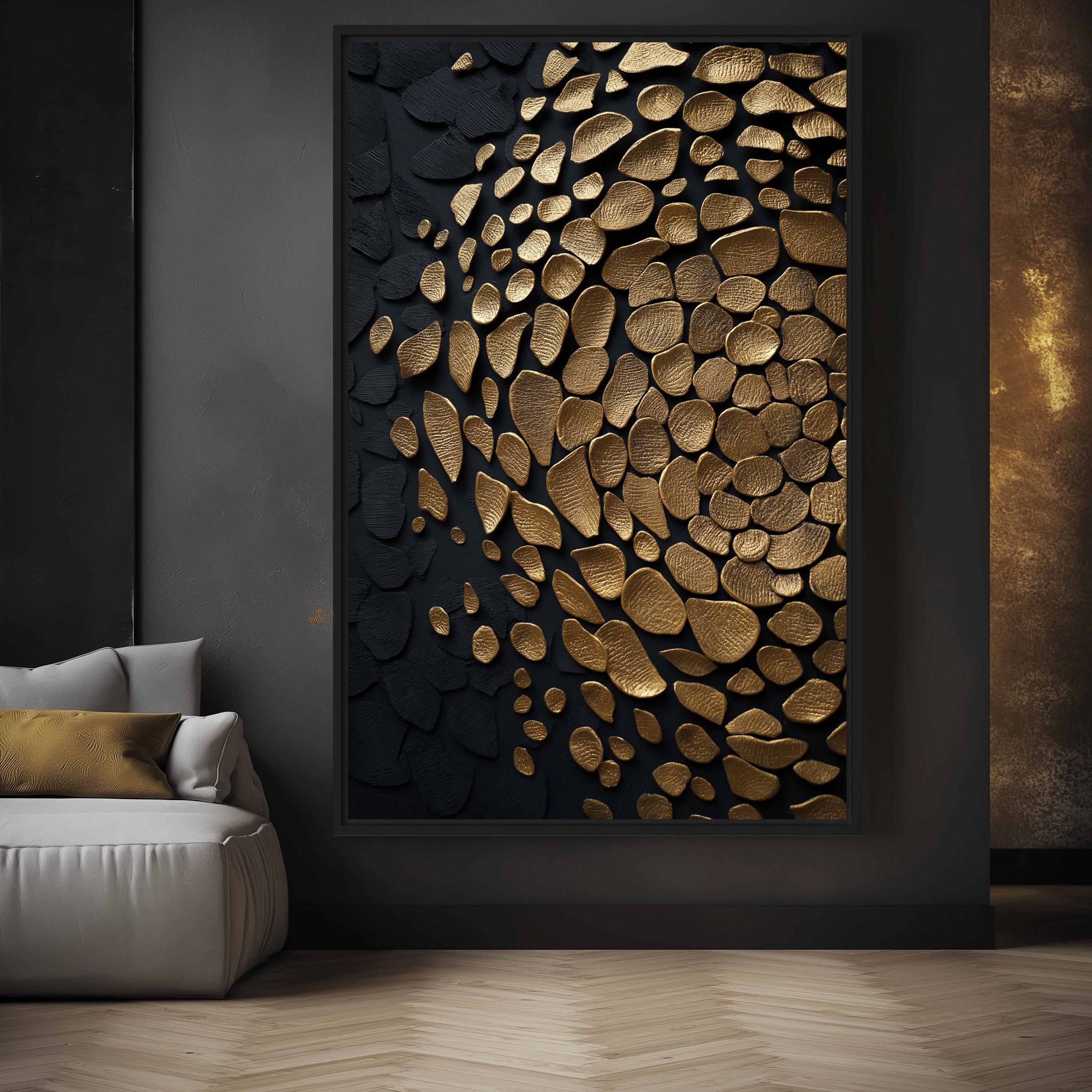 Black and Gold Abstract Canvas Art: Modern Framed Wall Decor - Etsy