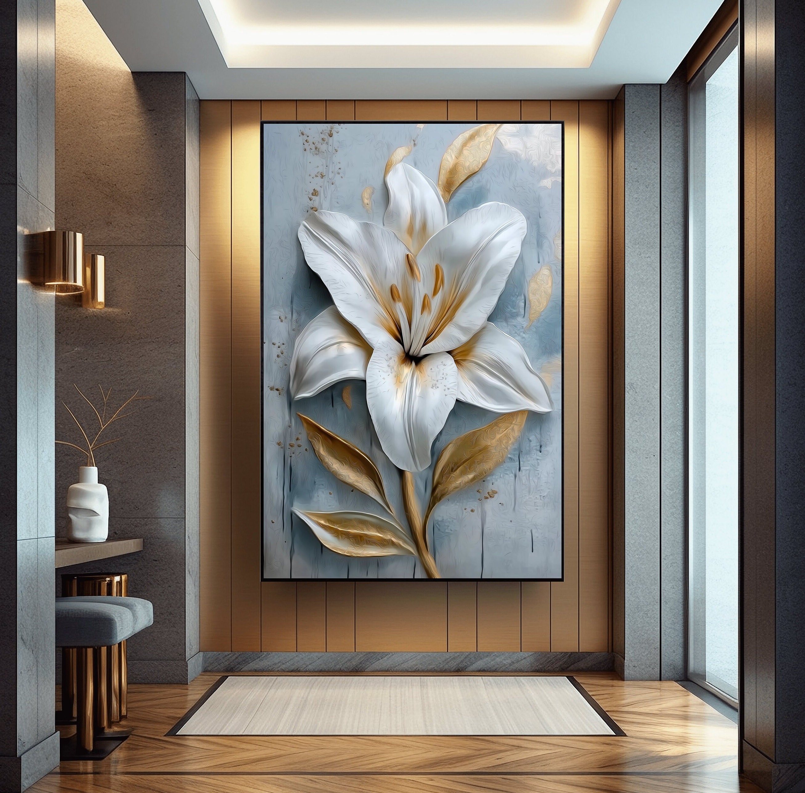 White Lily Floral Wall Art: Elegant Botanical Print (digital Download ...