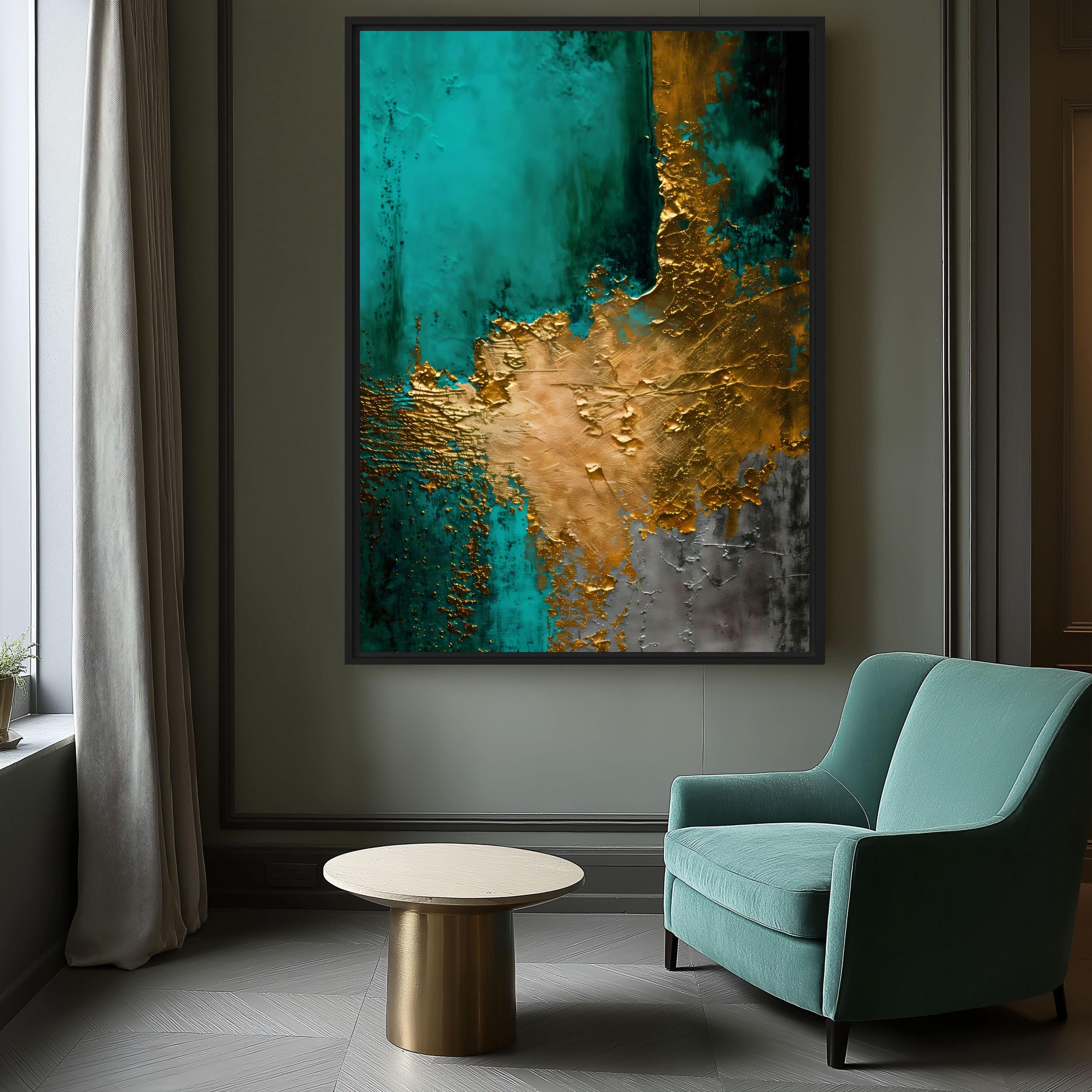 Teal Gold Abstract Art Print: Modern Wall Decor (digital Download) - Etsy