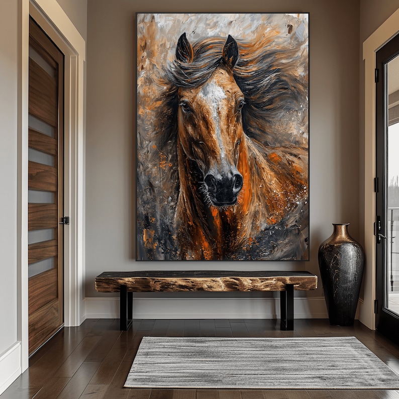 Abstract Horse Art Print: Modern Animal Portrait (Digital Download) afbeelding 2