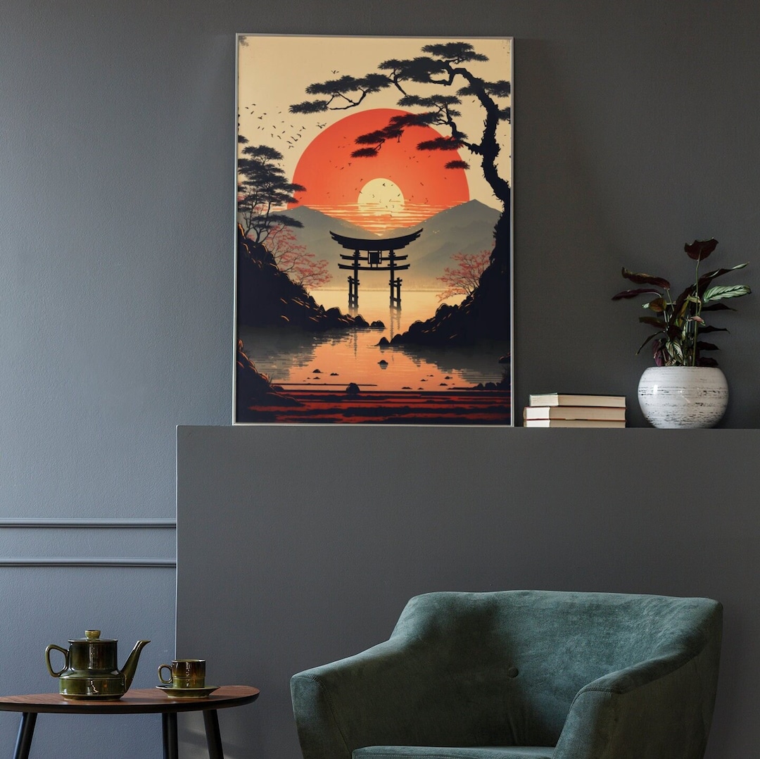 Japanese Landscape Wall Art Digital Print Japanese Landscape Etsy