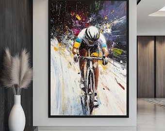 Abstract Cycling Art Framed Canvas Print: Modern Bicycle Wall Decor