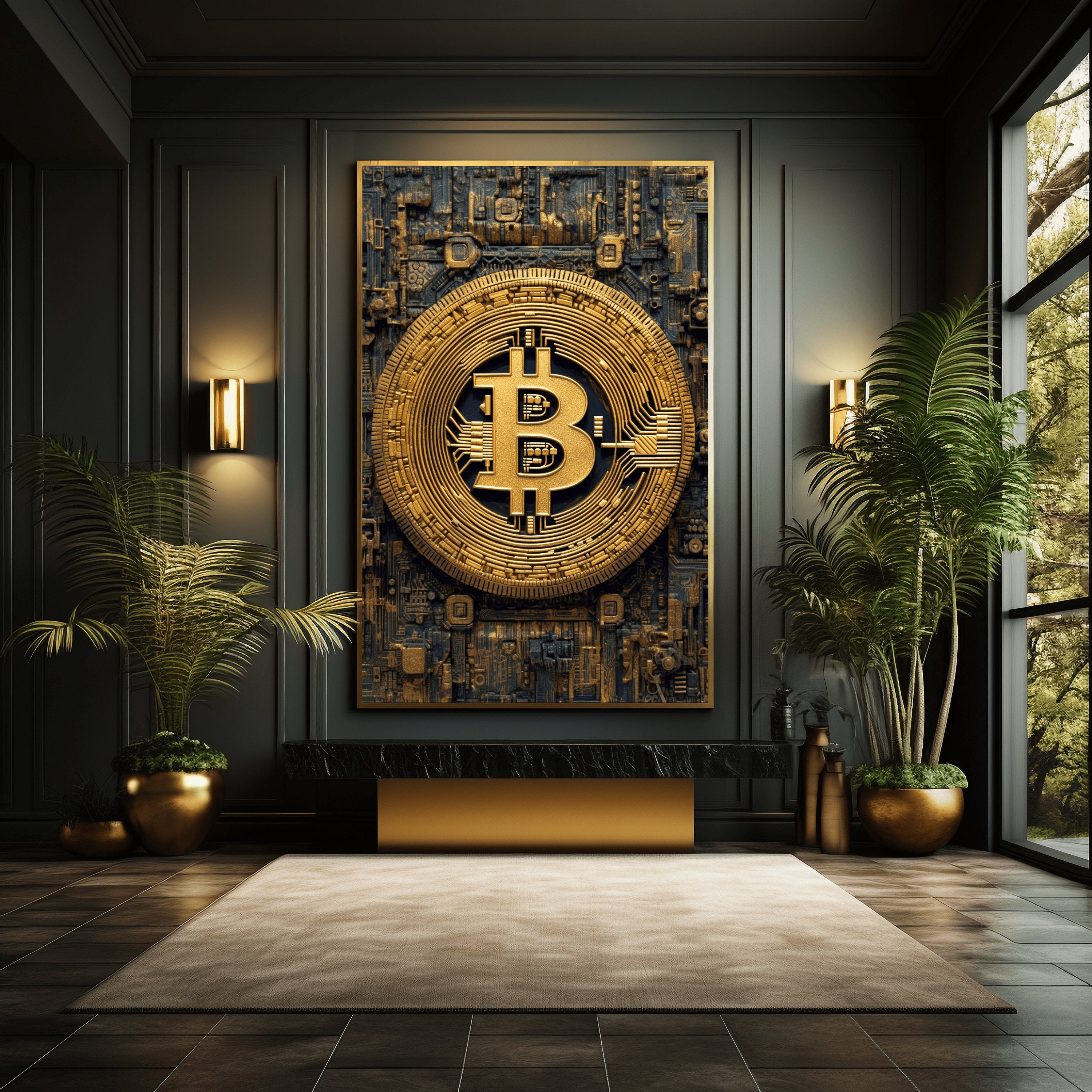 Bitcoin Abstract Digital Print, Bitcoin, Bitcoin Art, Crypto Art