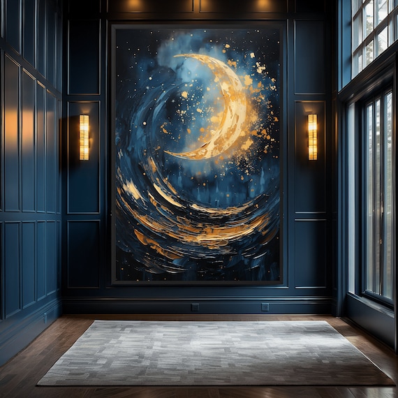 Abstract Moon Art Print: Modern Celestial Wall Decor (Digital Download)