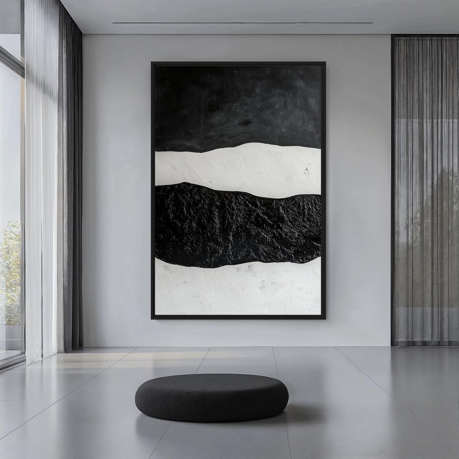 Black and White Wabi Sabi Framed Canvas: Japandi Wall Art - Etsy