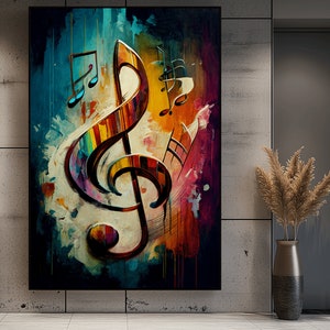 Music Note Abstract Art Canvas, Music Art, Music Wall Art, Music Notes ...