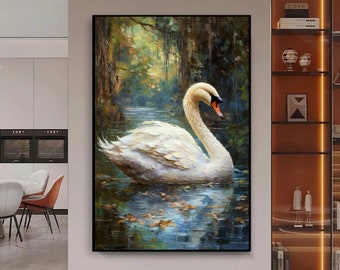 Swan Lake Art Print: Elegant White Swan Wall Decor (Digital Download)