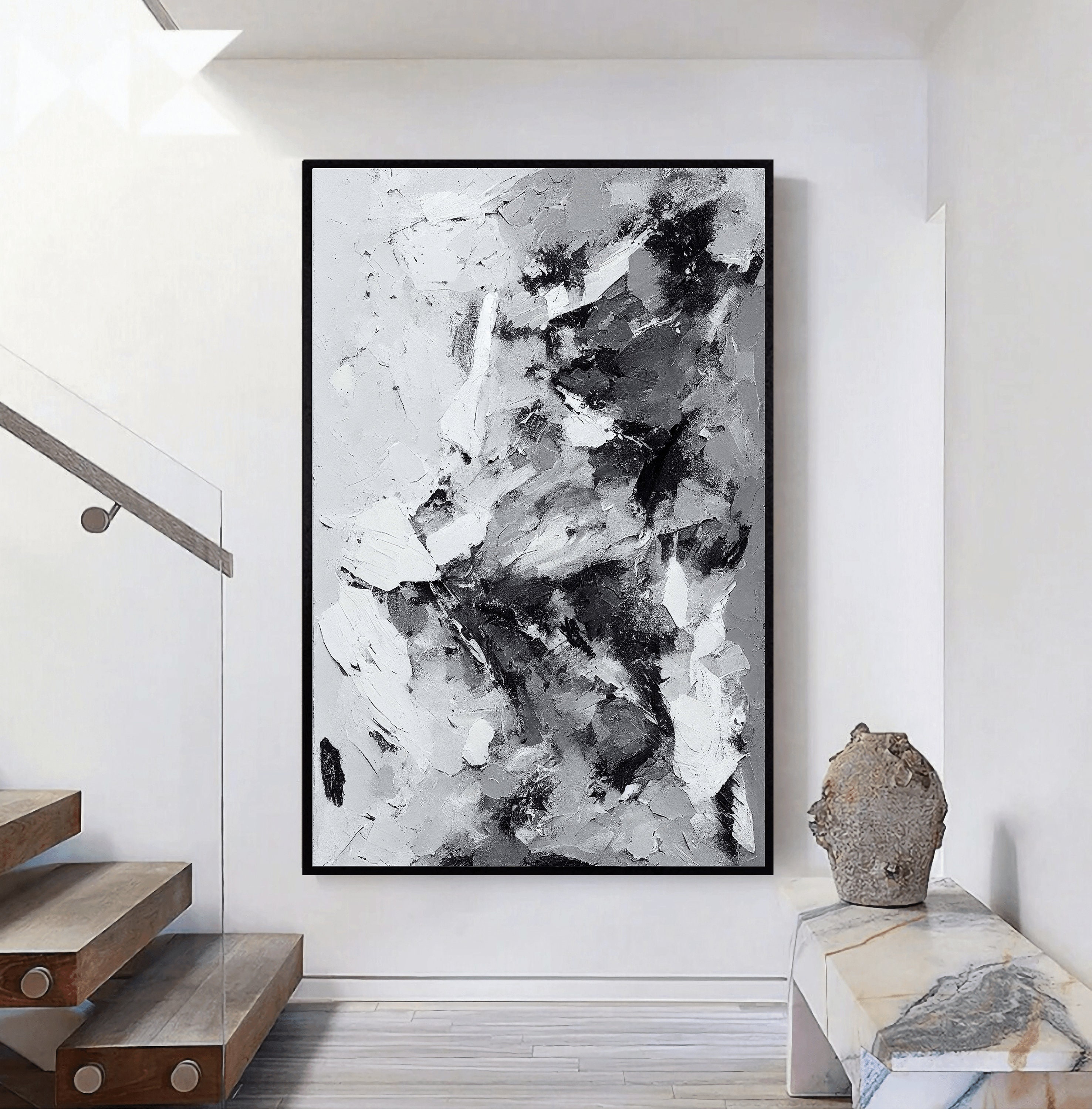 Black and White Abstract Art Canvas: Modern Home Decor - Etsy