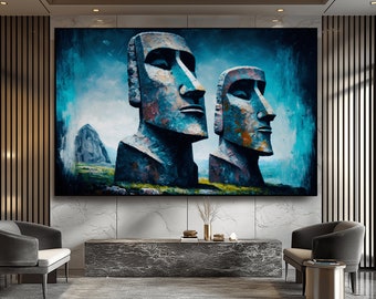 Moai Statue Framed Poster: Easter Island Wall Art