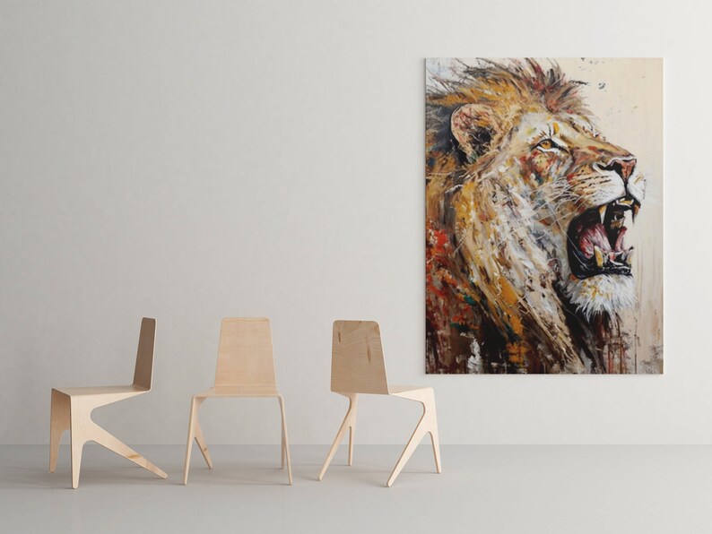 Lion Abstract Wall Art Canvas Lion Wall Art Lion Canvas Wall Etsy