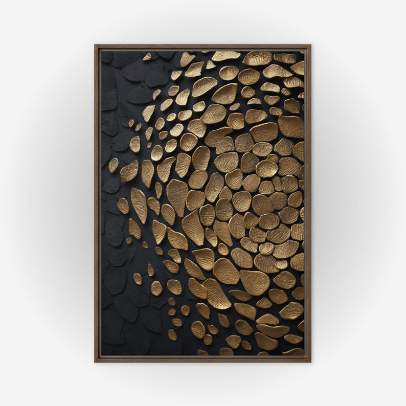 Black and Gold Abstract Canvas Art: Modern Framed Wall Decor - Etsy