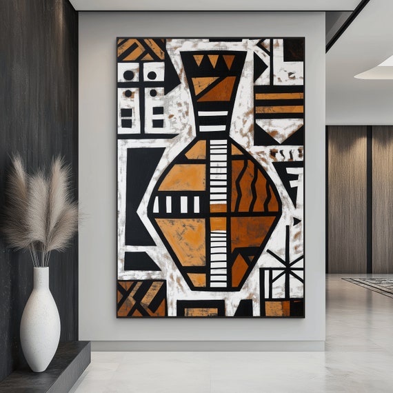 Abstract Vase Framed Canvas Print: Afrocentric Wall Art