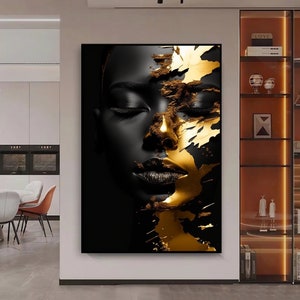 African Woman in Gold Digital Print, African Woman, African American ...