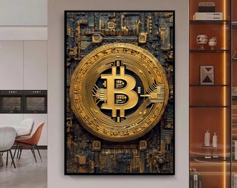 Abstract Bitcoin Framed Poster: Crypto Office Wall Art