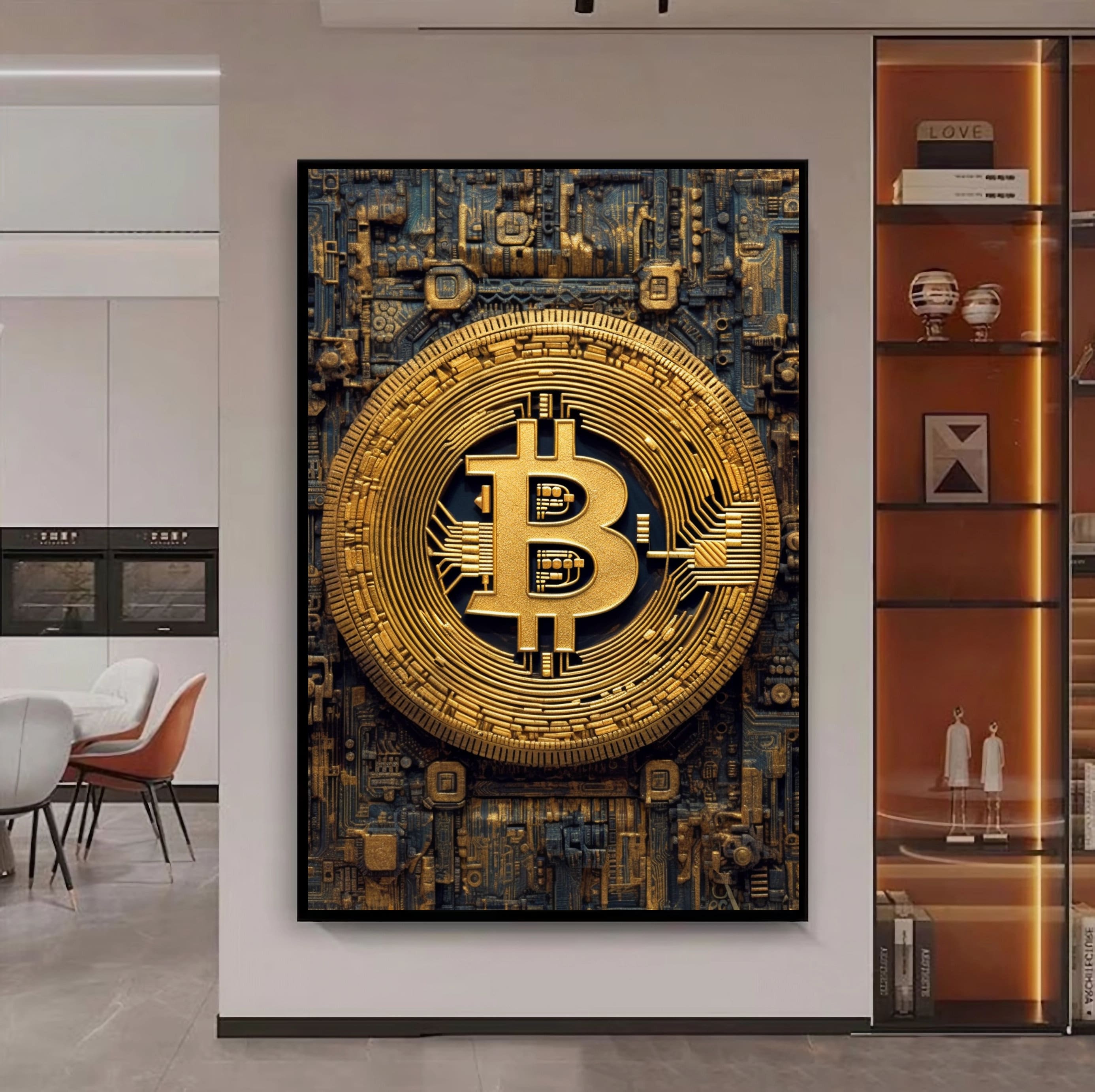 Abstract Bitcoin Framed Poster: Crypto Office Wall Art - Etsy