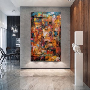Colorful Abstract Impasto Canvas Print: Modern Wall Art