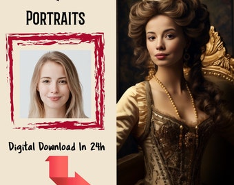Custom Queen Portrait: Vintage Royal Art From Photo (Digital Print)