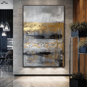 Grey and Gold Abstract Art Canvas Print: Modern Wall Decor