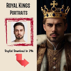 Custom King Portrait From Photo, Digital Print, Portrait From Photo, King Portrait, Custom King Portrait, Custom Portrait, Gift for Him