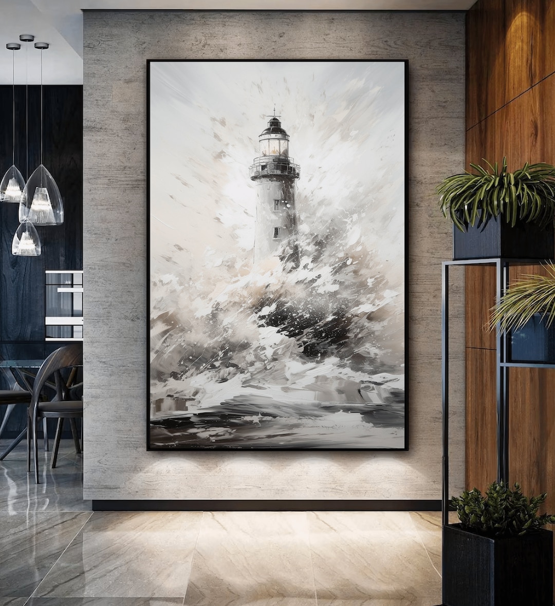 Abstract Lighthouse Print: Coastal Nautical Wall Art (digital Download ...
