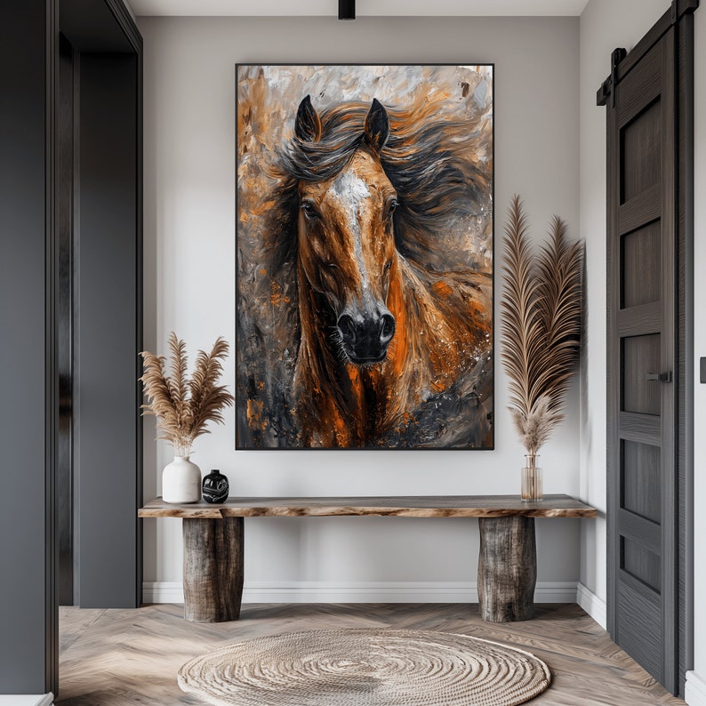 Abstract Horse Art Print: Modern Animal Portrait (Digital Download) afbeelding 3