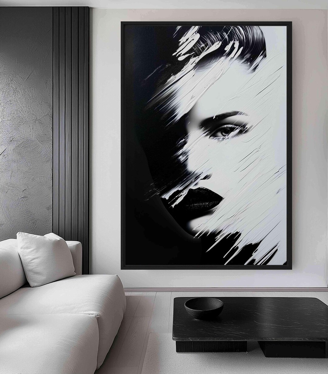 Abstract Woman Portrait, Black and White Minimalist Art (digital ...