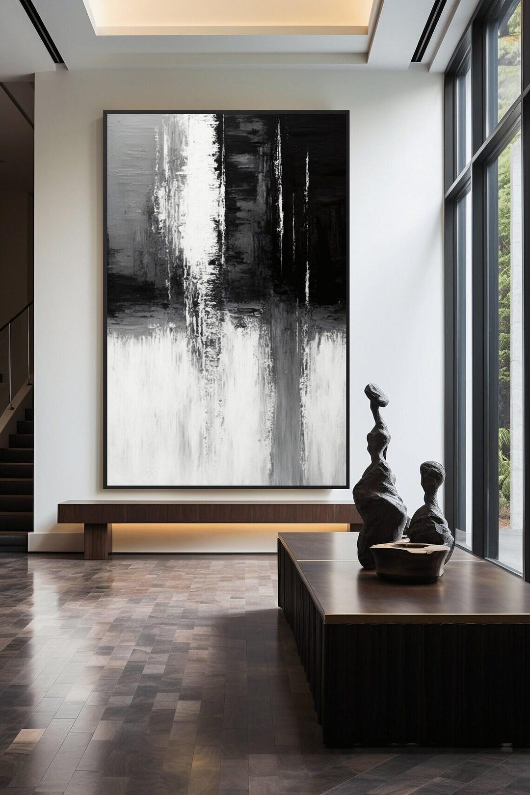 Black and White Abstract Art Canvas Print: Modern Home Decor - Etsy
