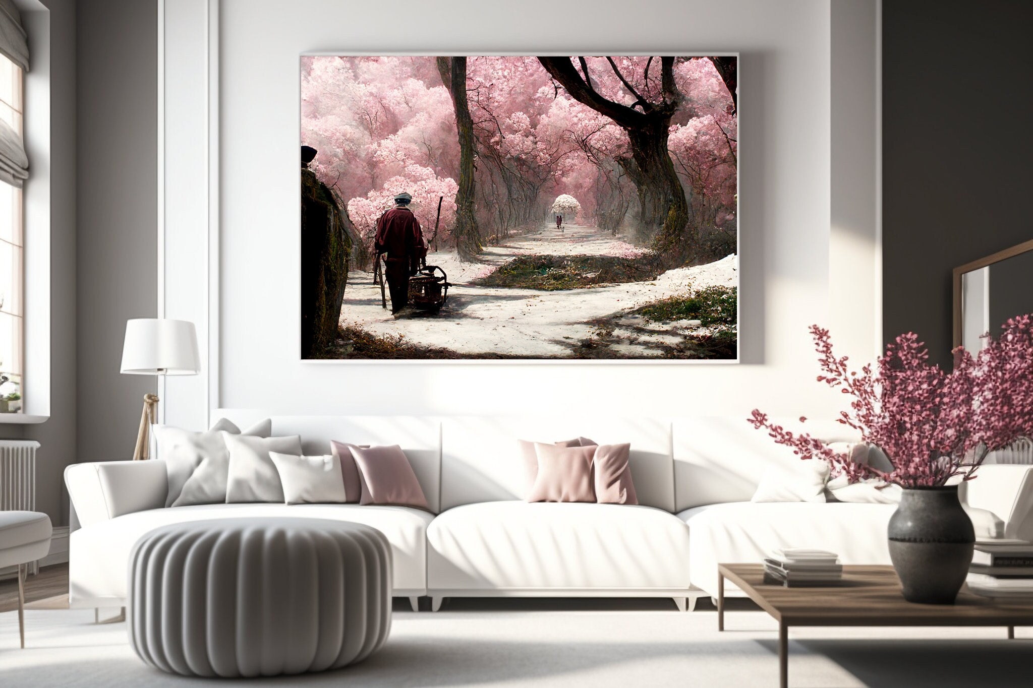 Cherry Blossom Wall Art Canvas, Cherry Blossom Art, Cherry Blossom Tree