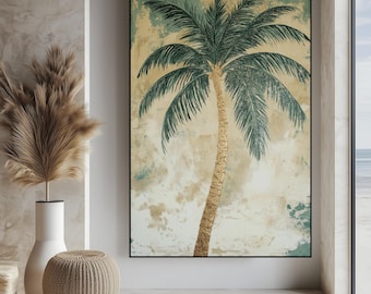 Framed Palm Tree Canvas Print: Tropical Coastal Wall Art