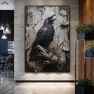 Gothic Crow Abstract Art Print: Raven Wall Decor (Digital Download)