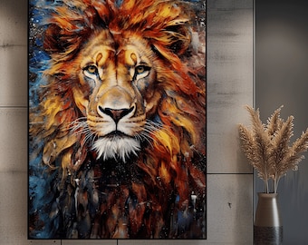 Abstract Lion Framed Poster: Colorful Lion Wall Art