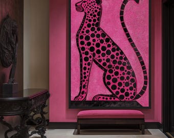 Pink Cheetah Art Print, Trendy Preppy Decor (Digital Download)