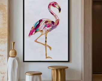 Flamingo Framed Canvas Wall Art – Modern Tropical Decor