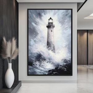 Lighthouse Modern Art Digital Print, Lighthouse Art, Lighthouse Wall Art, Lighthouse Print, Nautical Decor, Coastal Decor, Seascape Painting