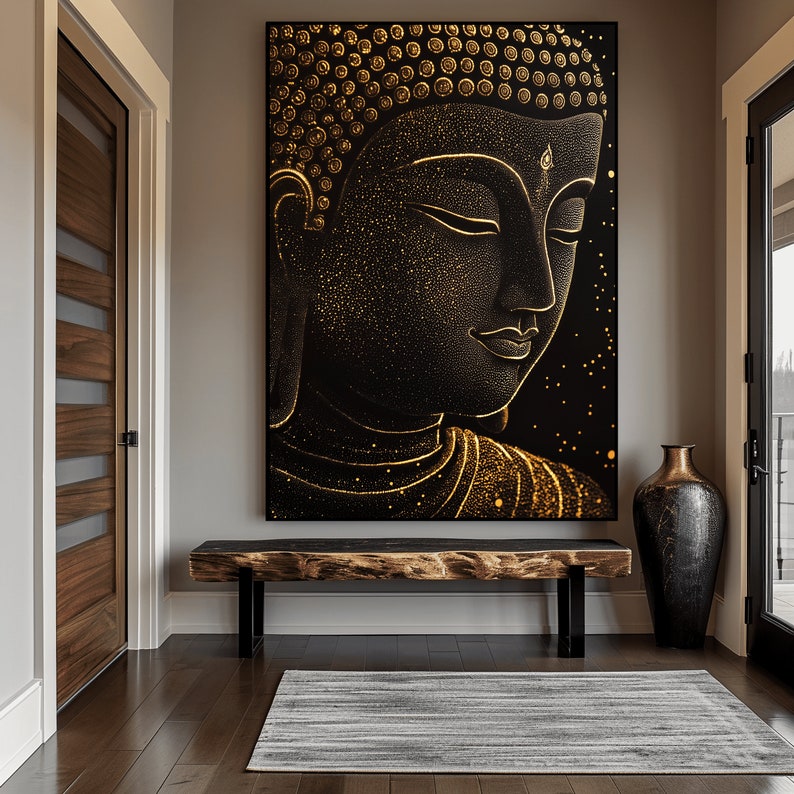 Zen Buddha Wall Art: Abstract Gold Print (digital Download) - Etsy