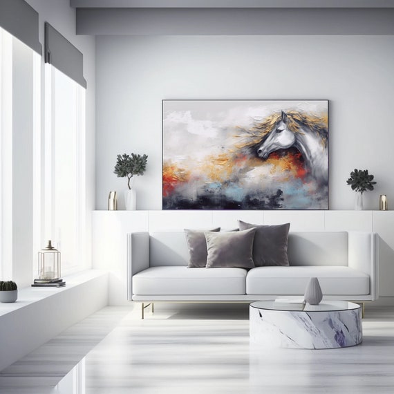 Abstract Horse Painting: Landscape Wall Art (Digital Print)