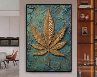 Gold Marijuana Leaf Abstract Art Print (Digital Download)