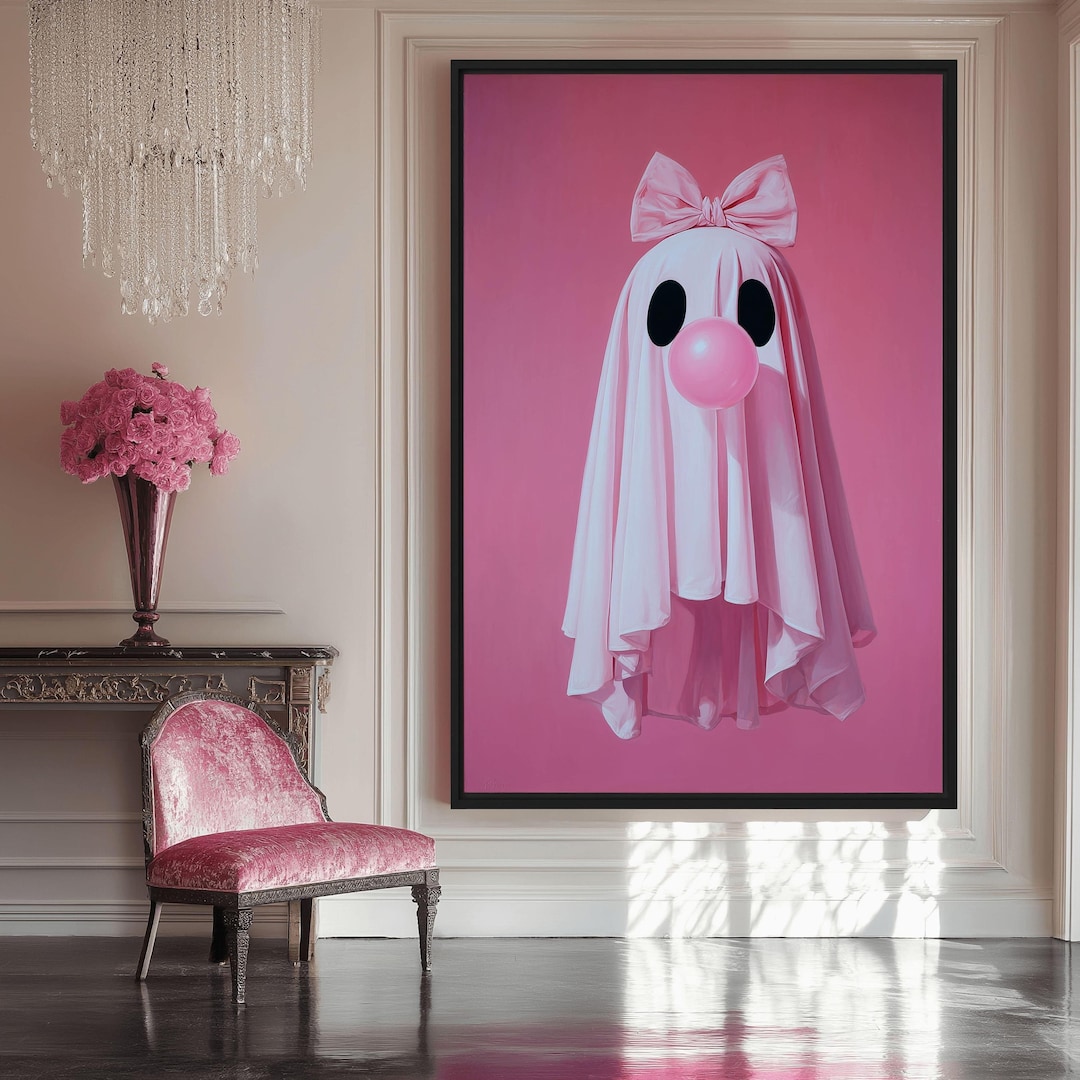 Pink Ghost Printable Wall Art | Cute Spooky Decor | Whimsical Halloween ...