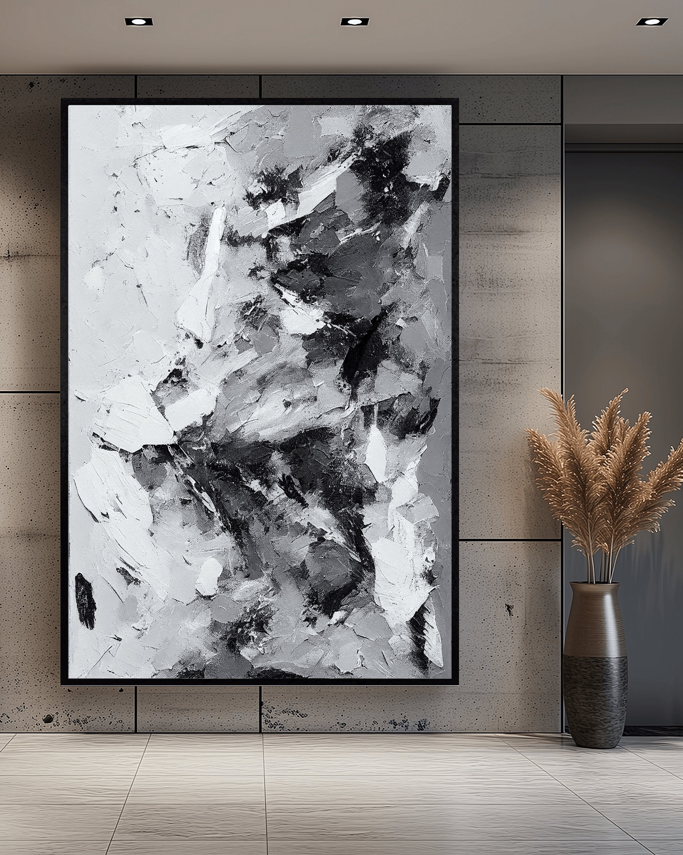 Black and White Abstract Art Canvas: Modern Home Decor - Etsy