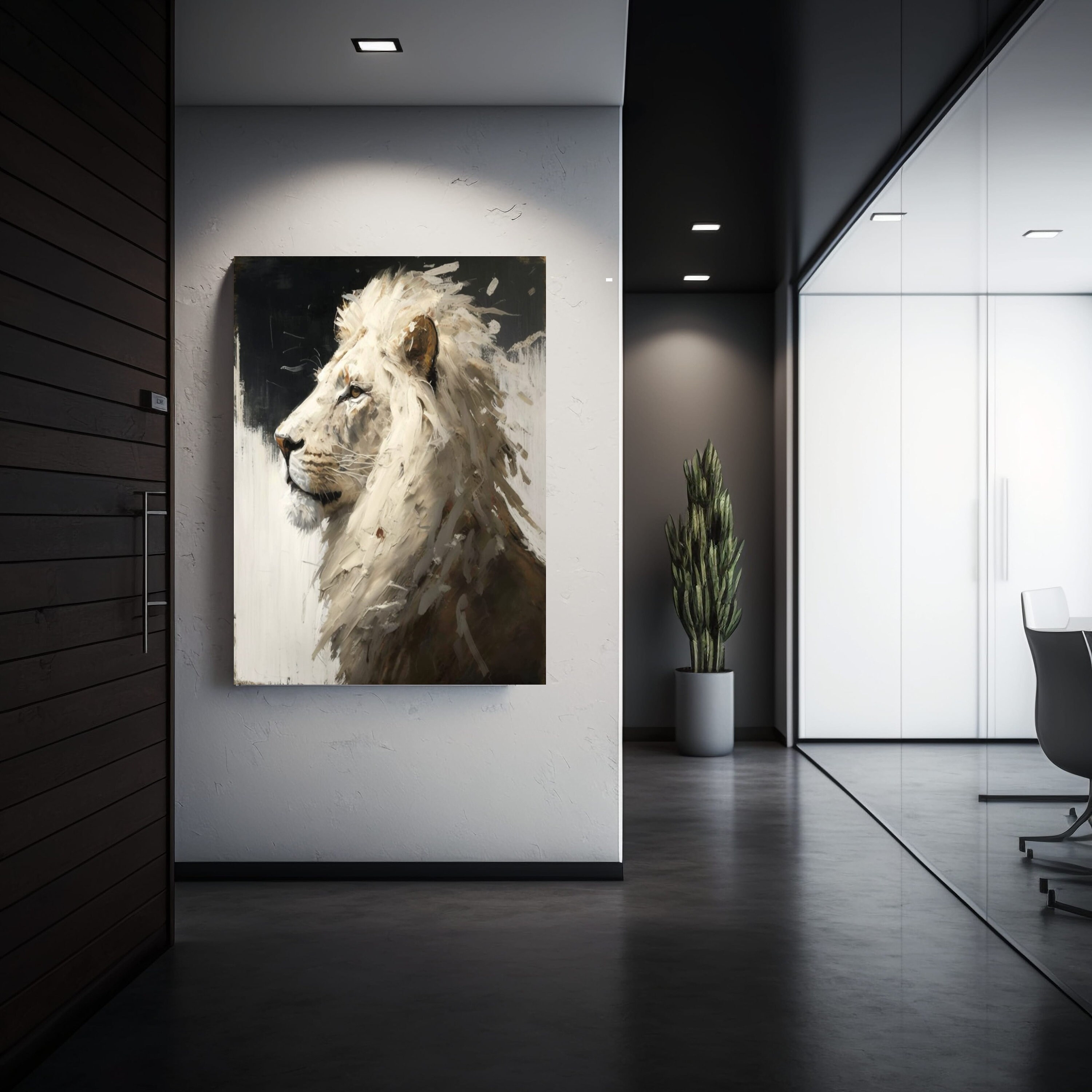 Lion Abstract Wall Art Canvas Black and White Abstract Lion Etsy