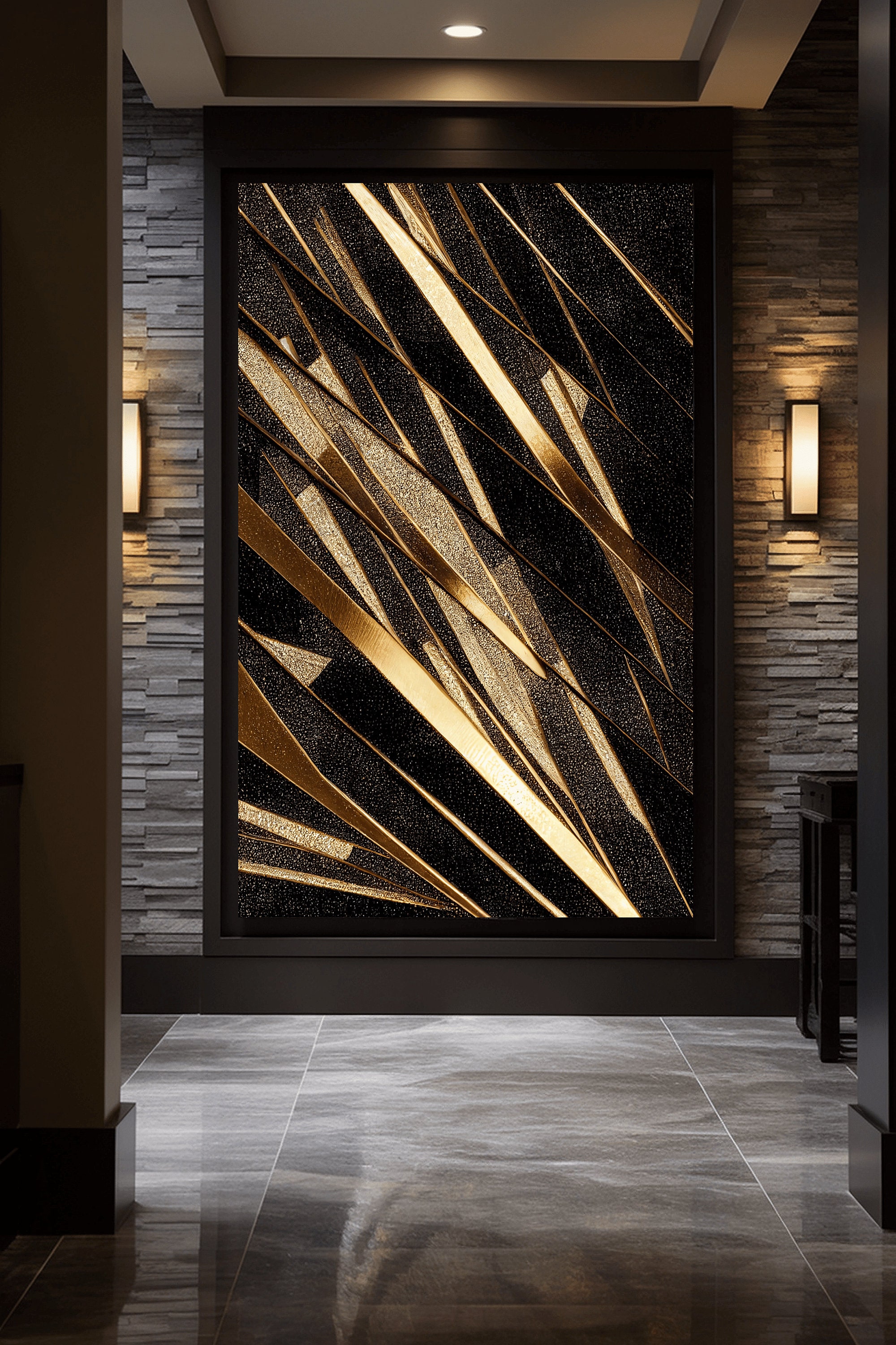 Black And Gold Abstract Art Digital Print, Black Gold Wall Art, Black ...