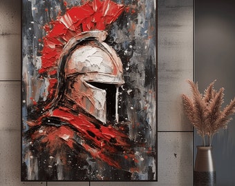 Abstract Spartan Helmet Framed Poster: Modern Warrior Wall Art