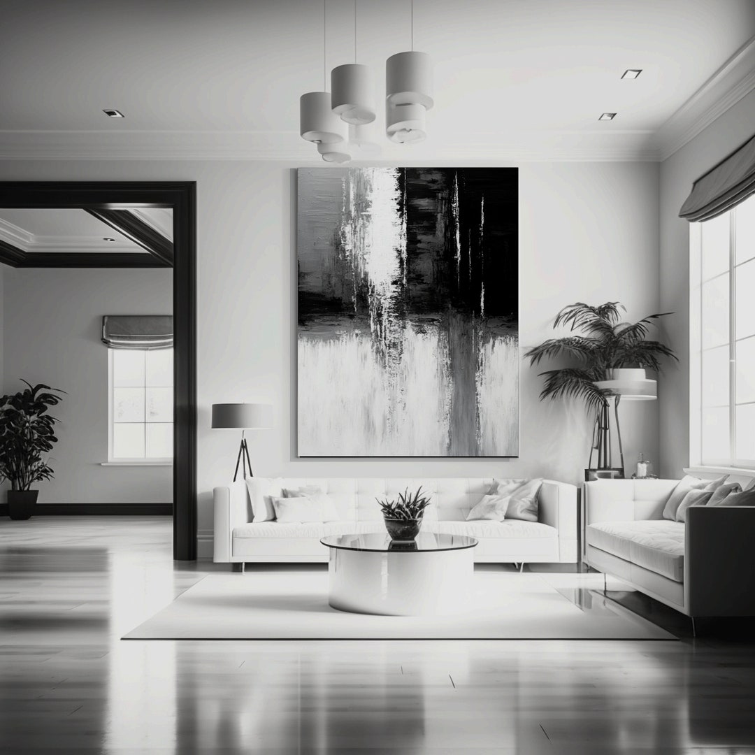 Black and White Abstract Wall Art Canvas, Black and White, Abstract Art