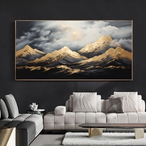 Landscape Mountains Abstract Digital Print, Mountain Wall Art, Landscape Wall Art, Nordic Wall Art, Nature Wall Art, Gold, Nature Wall Art