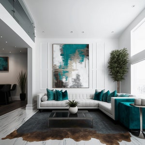 Abstract Wall Art Digital Print Teal Black And White Colors, Digital Art, Abstract Wall Art, Teal Wall Decor, Teal Wall Art, Posters, Print